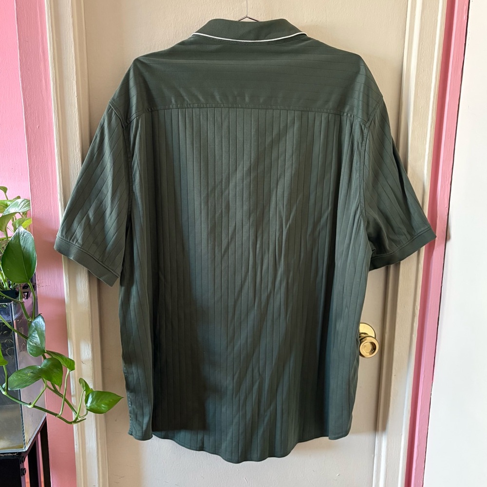 Joseph Abboud Modern Fit Olive Green Button Down Collared T-shirt - Picture 3 of 4